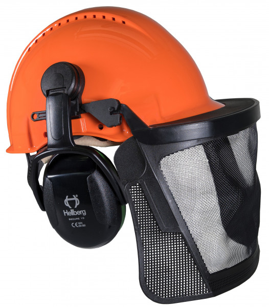 Combinazione di protezione per la testa G3000D con visiera in rete di nylon e protezione acustica Secure 1